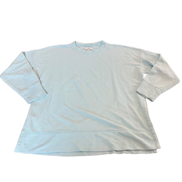 aerie Tops - AERIE Medium Light Blue Textured Crew Neck Pullover Relaxed Oversized‎ Top
